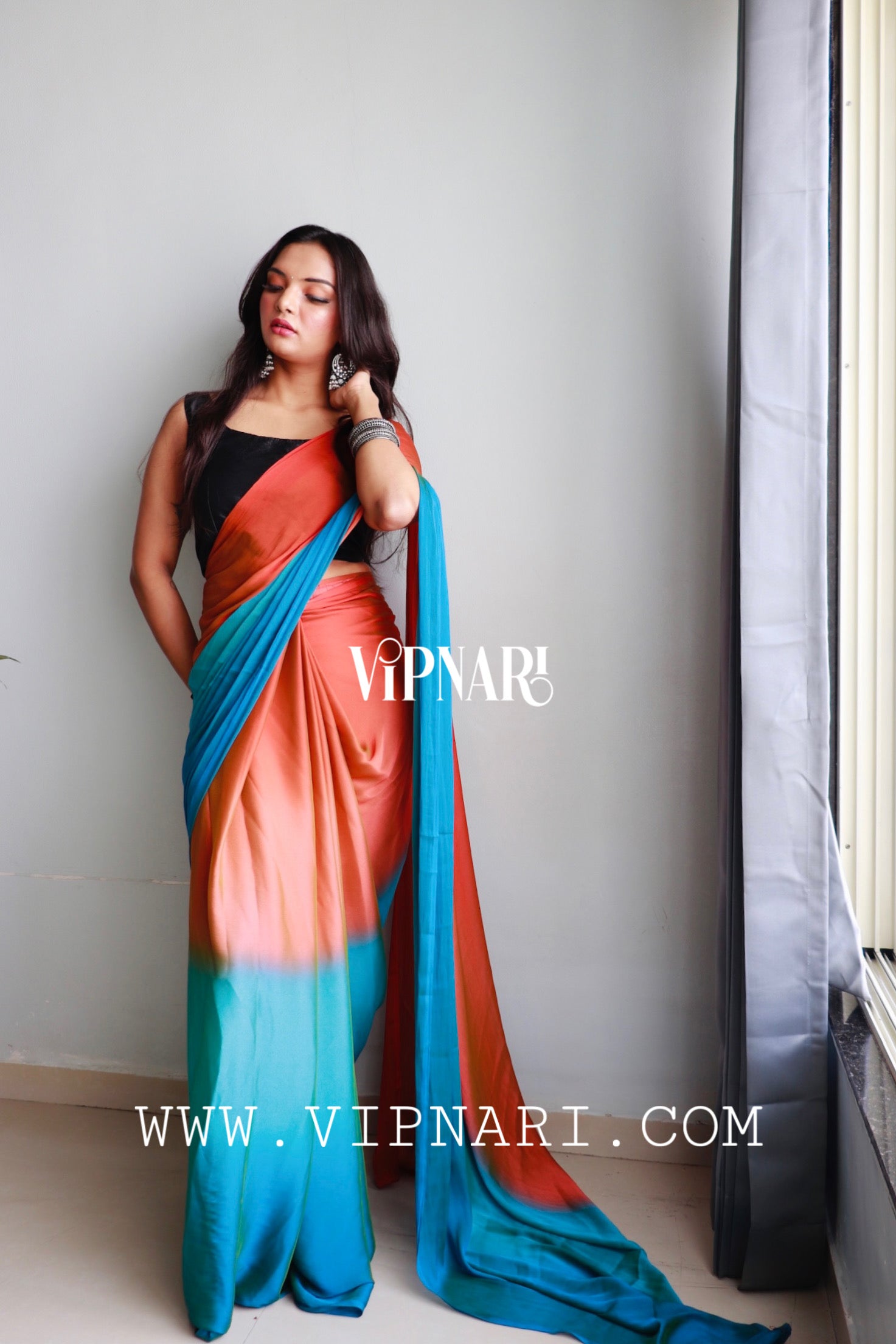 1-min Ready To Wear Saree In Premium Imported Silk With Blouse