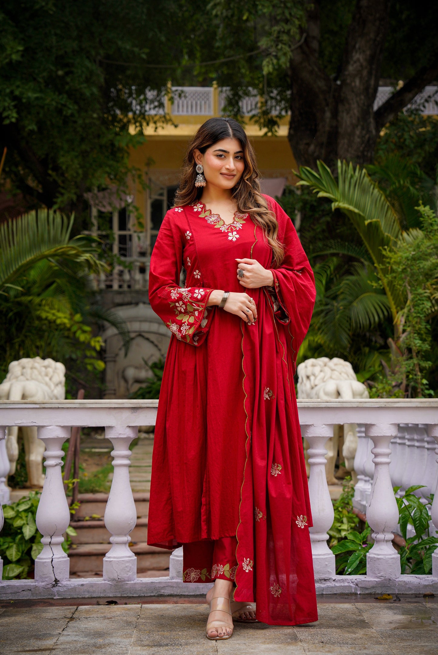 Magnificent Chanderi Silk Embroidery Suit Set