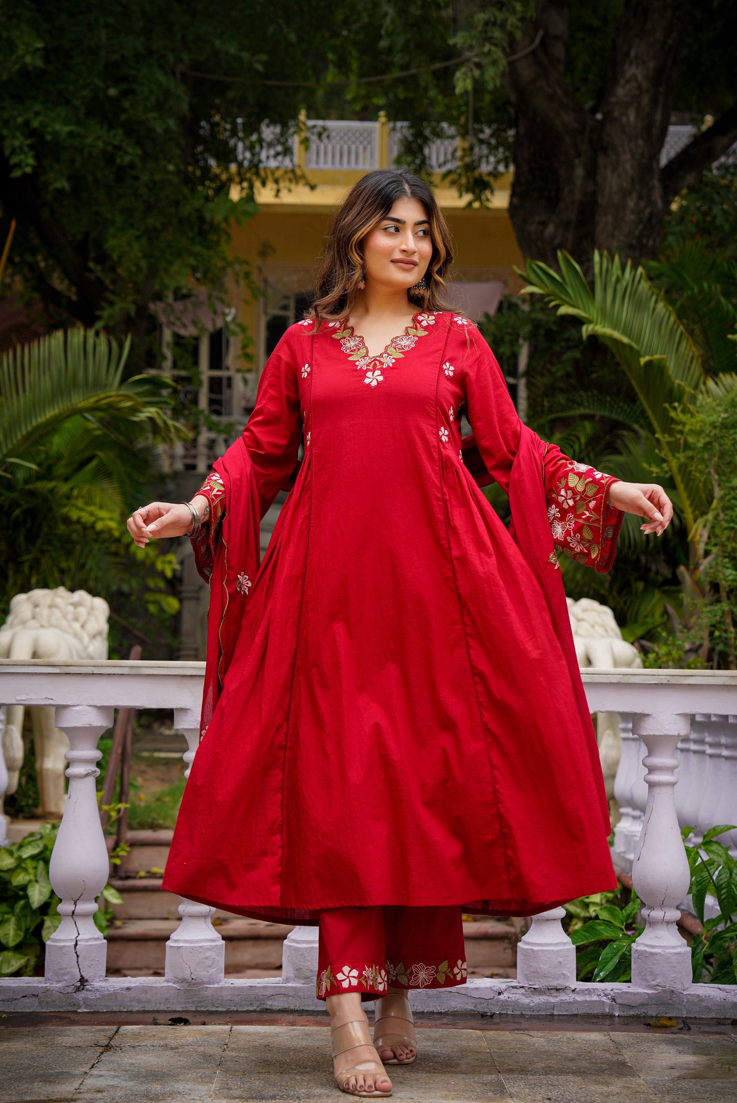 Magnificent Chanderi Silk Embroidery Suit Set