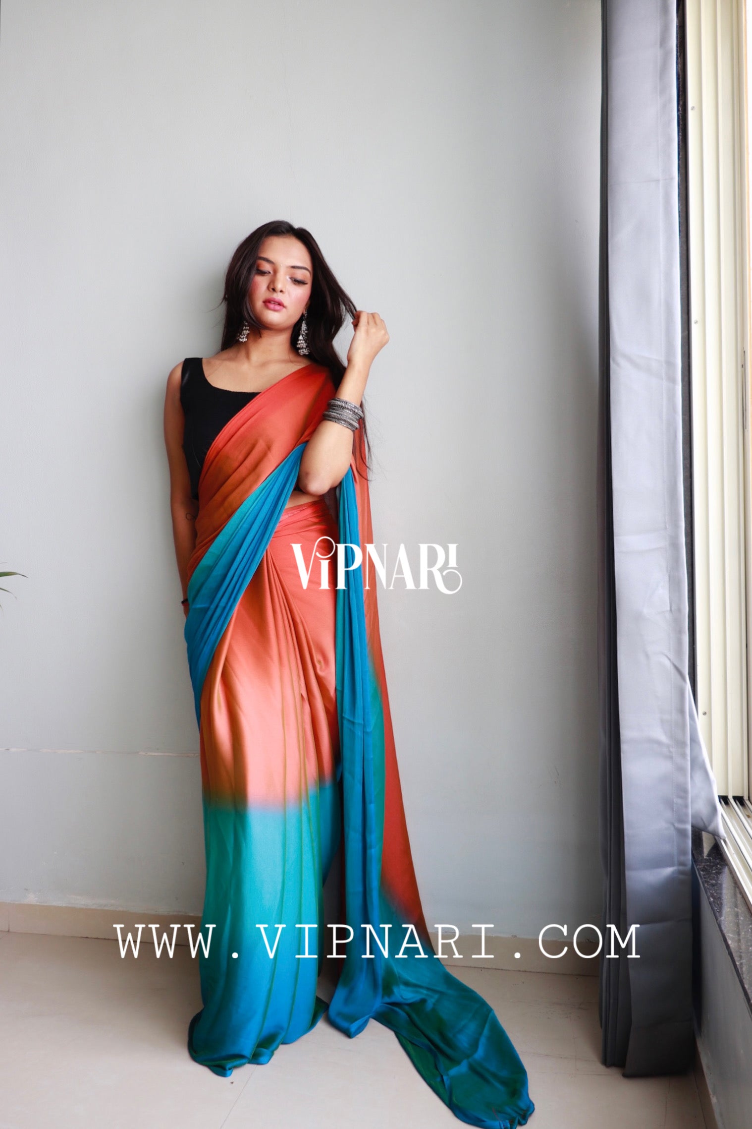 1-min Ready To Wear Saree In Premium Imported Silk With Blouse