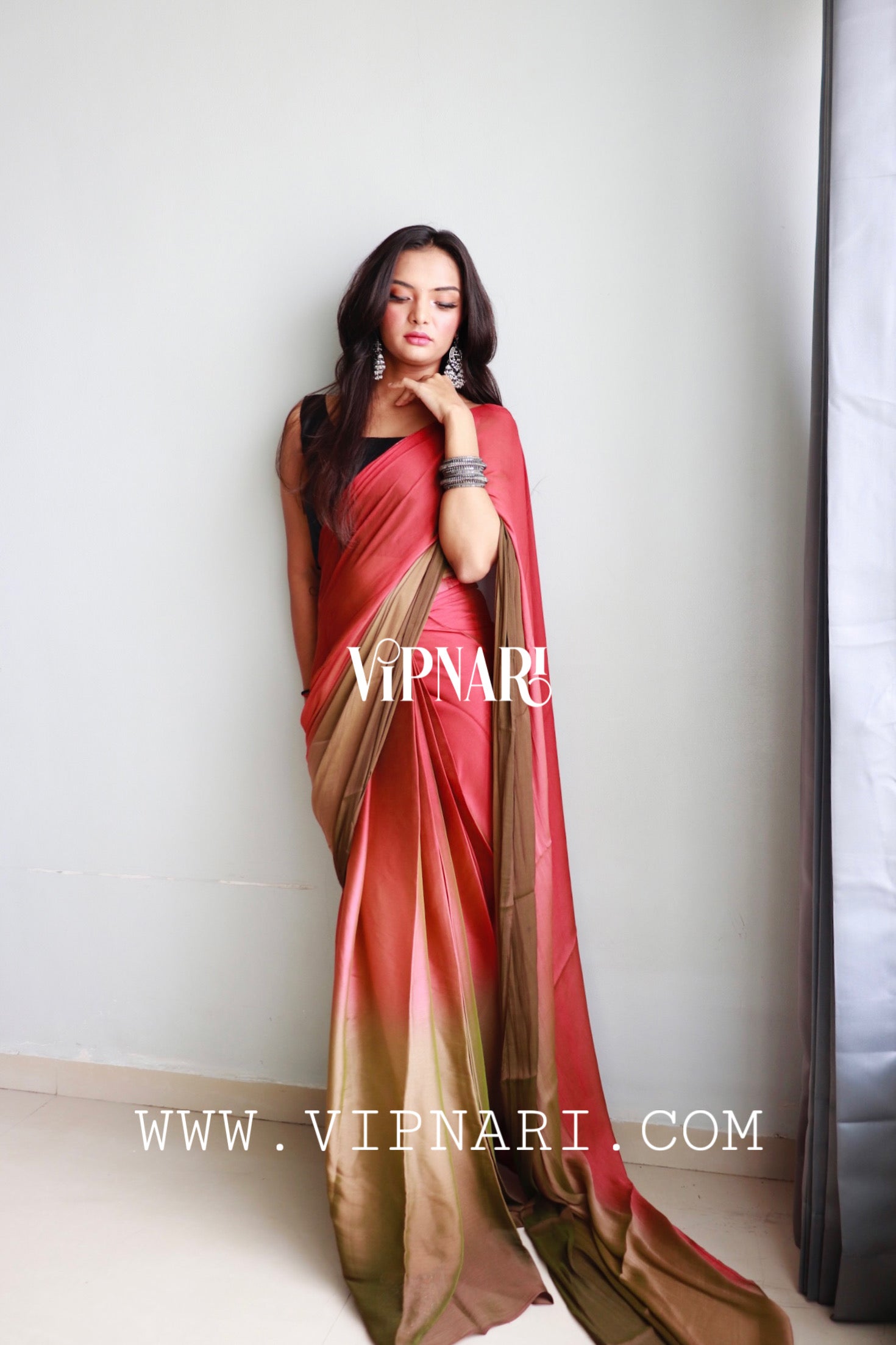 1-min Ready To Wear Saree In Premium Imported Silk With Blouse