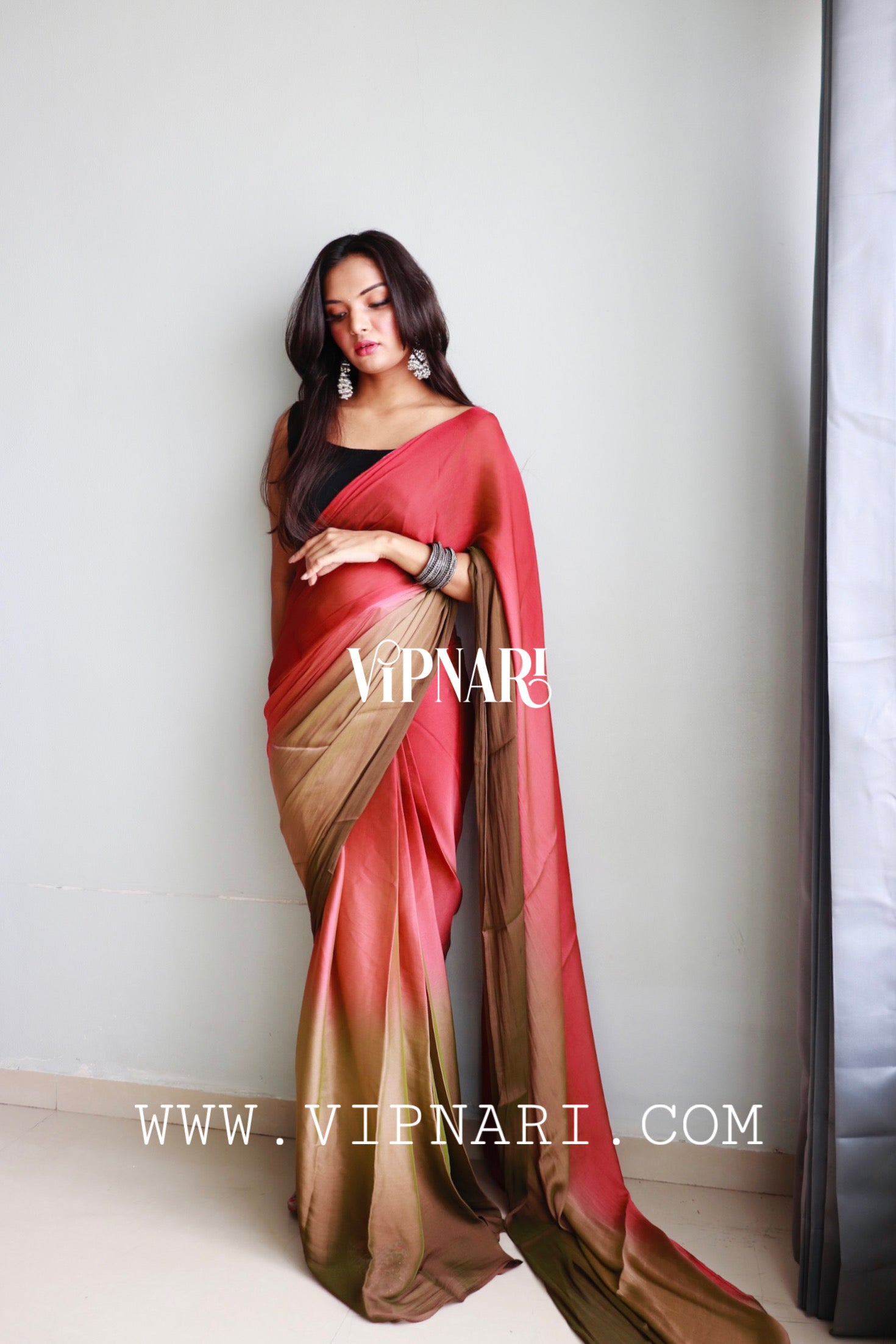 1-min Ready To Wear Saree In Premium Imported Silk With Blouse