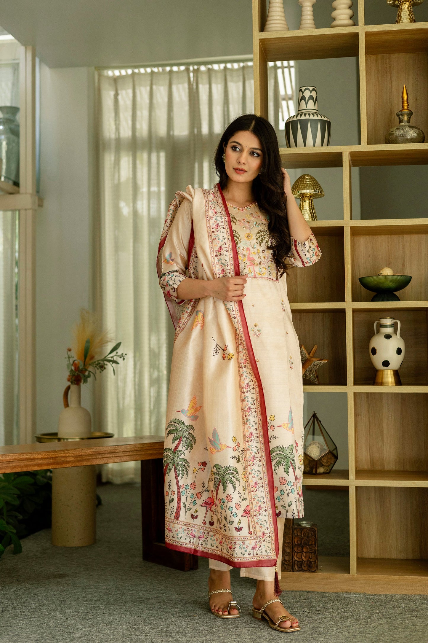 Aesthetic Viscose Silk Embroidery Suit Set