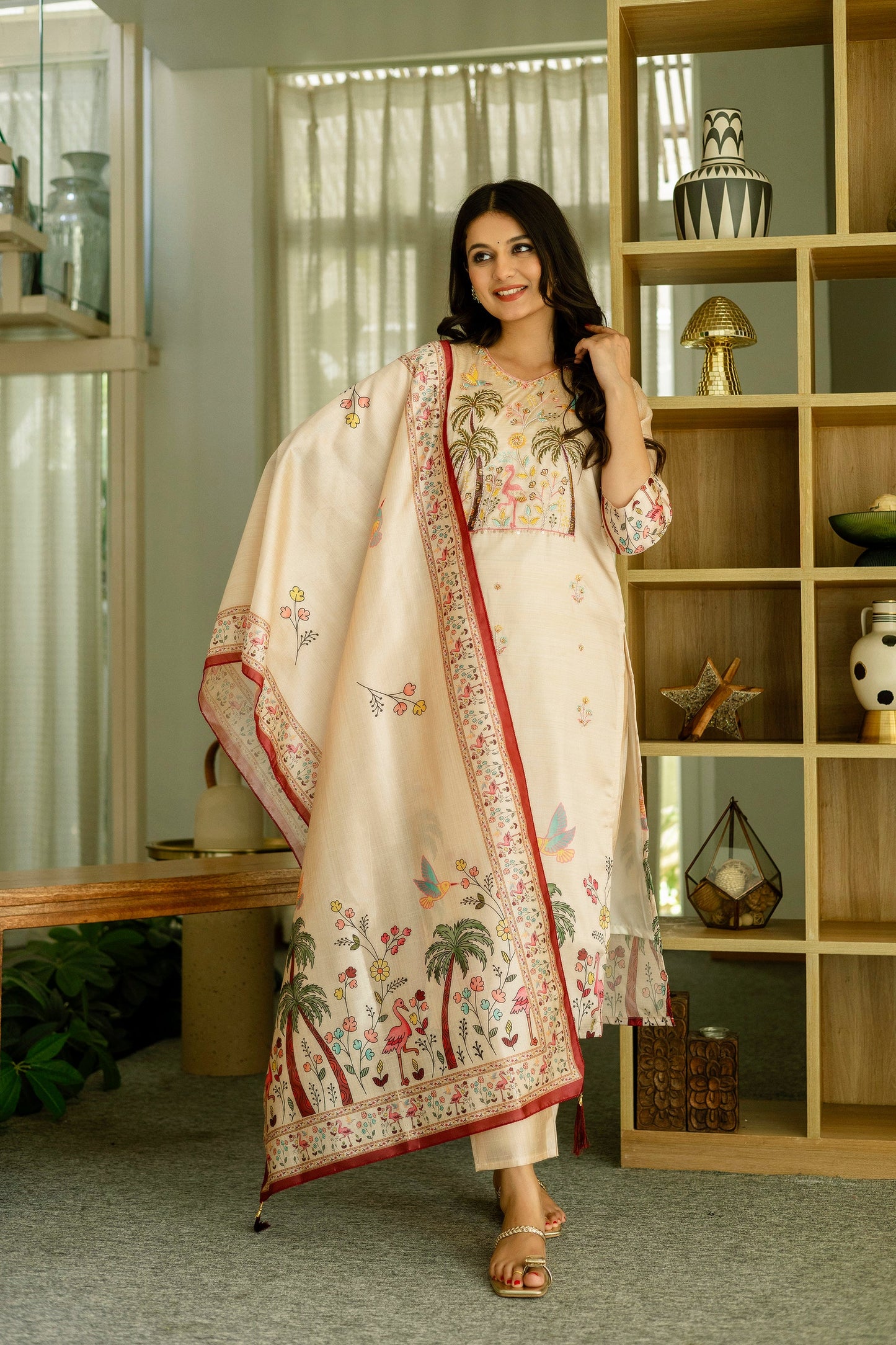 Aesthetic Viscose Silk Embroidery Suit Set