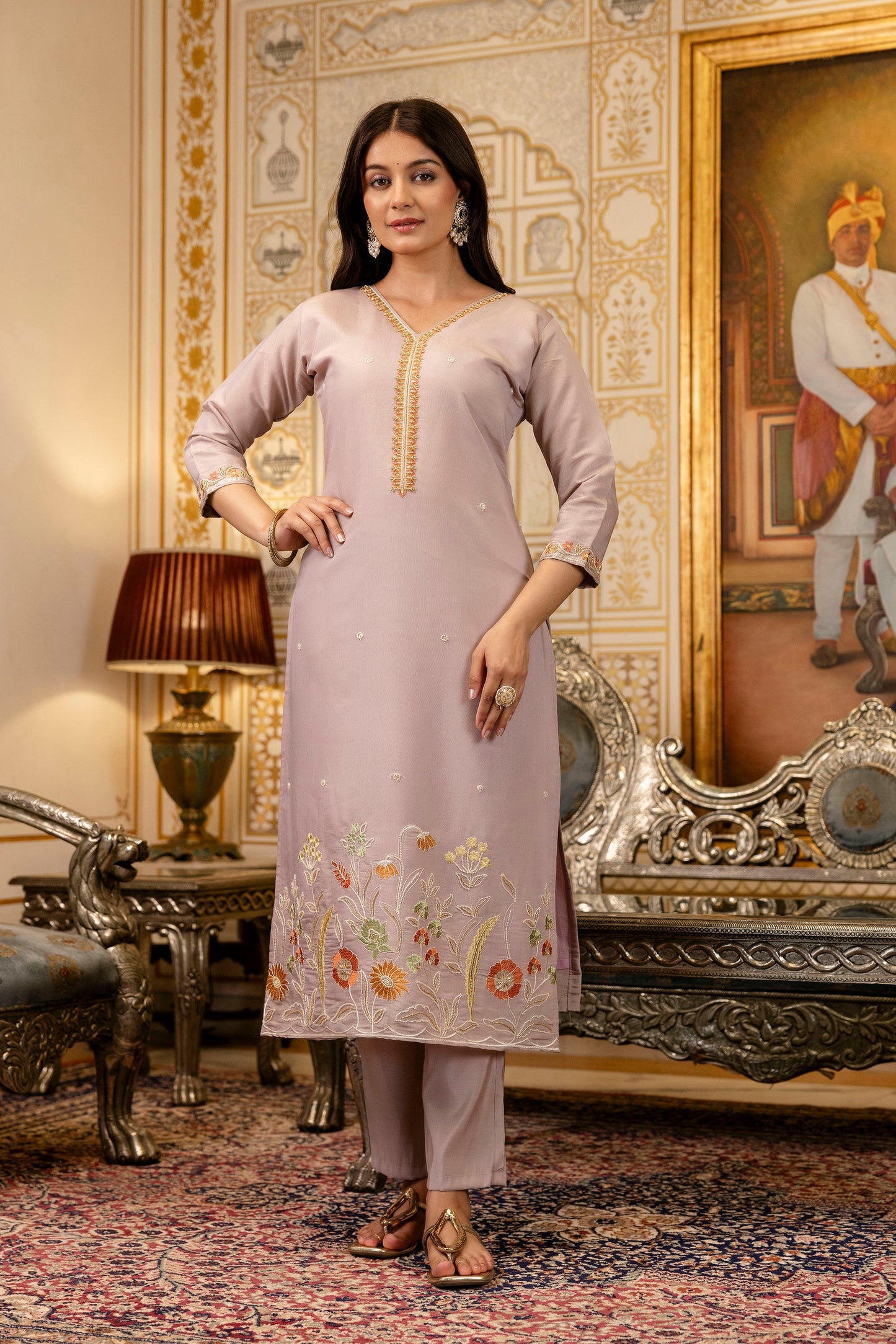Very Good-Looking Viscose Silk Embroidery Suit Set