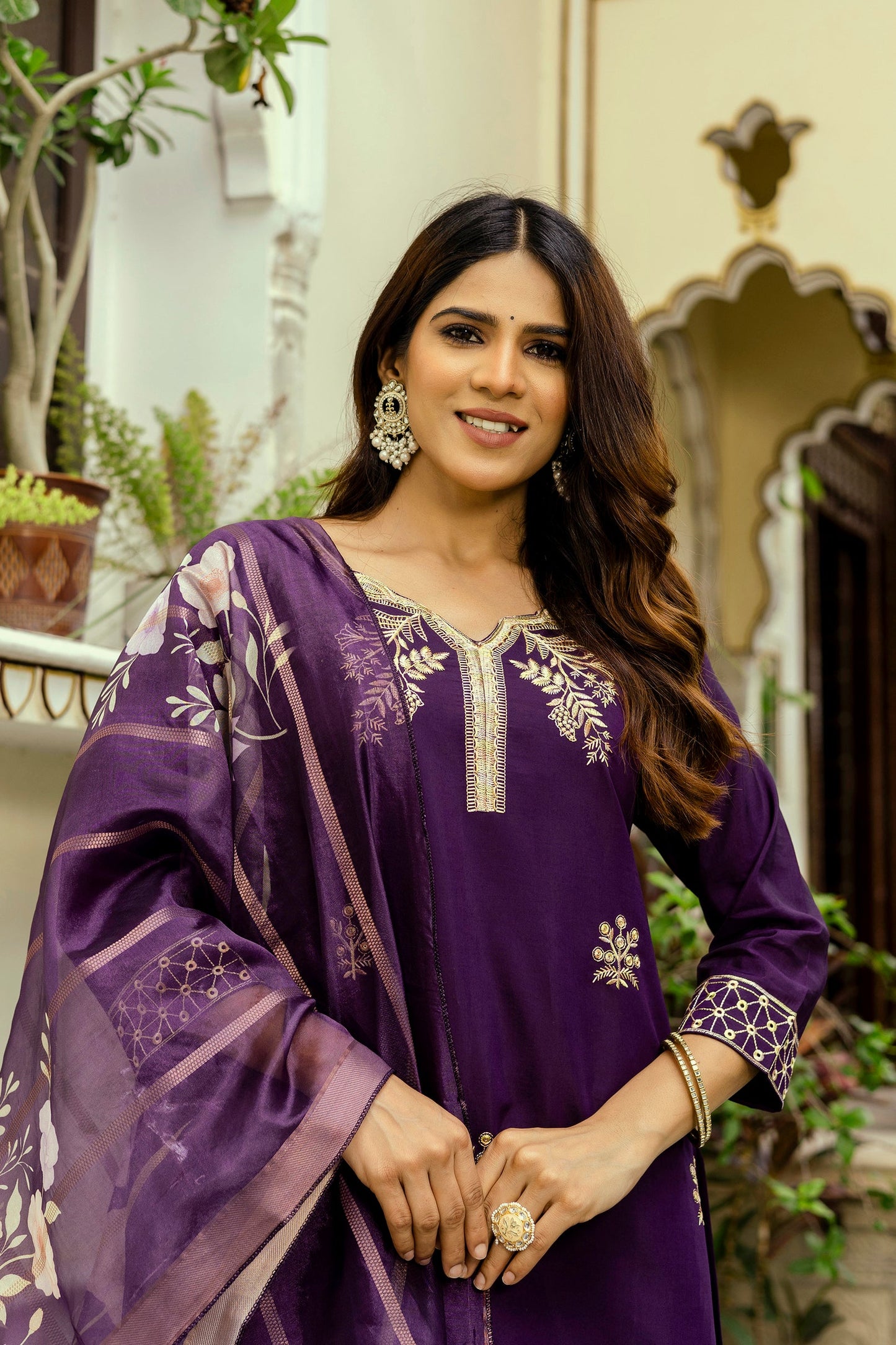 Very Alluring Viscose Silk Embroidery Suit Set