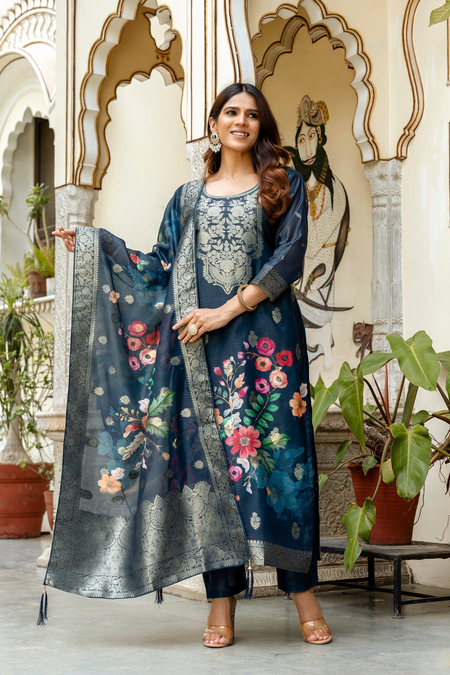 Very Lovely Chanderi Cotton Woven Printed Suit Set