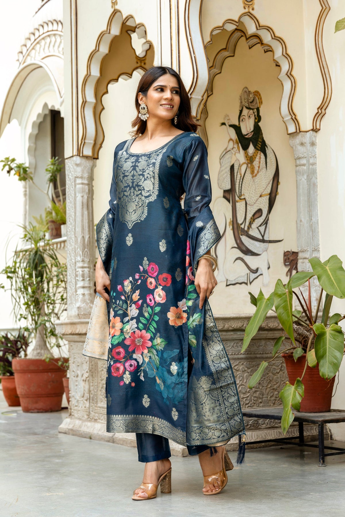 Very Lovely Chanderi Cotton Woven Printed Suit Set