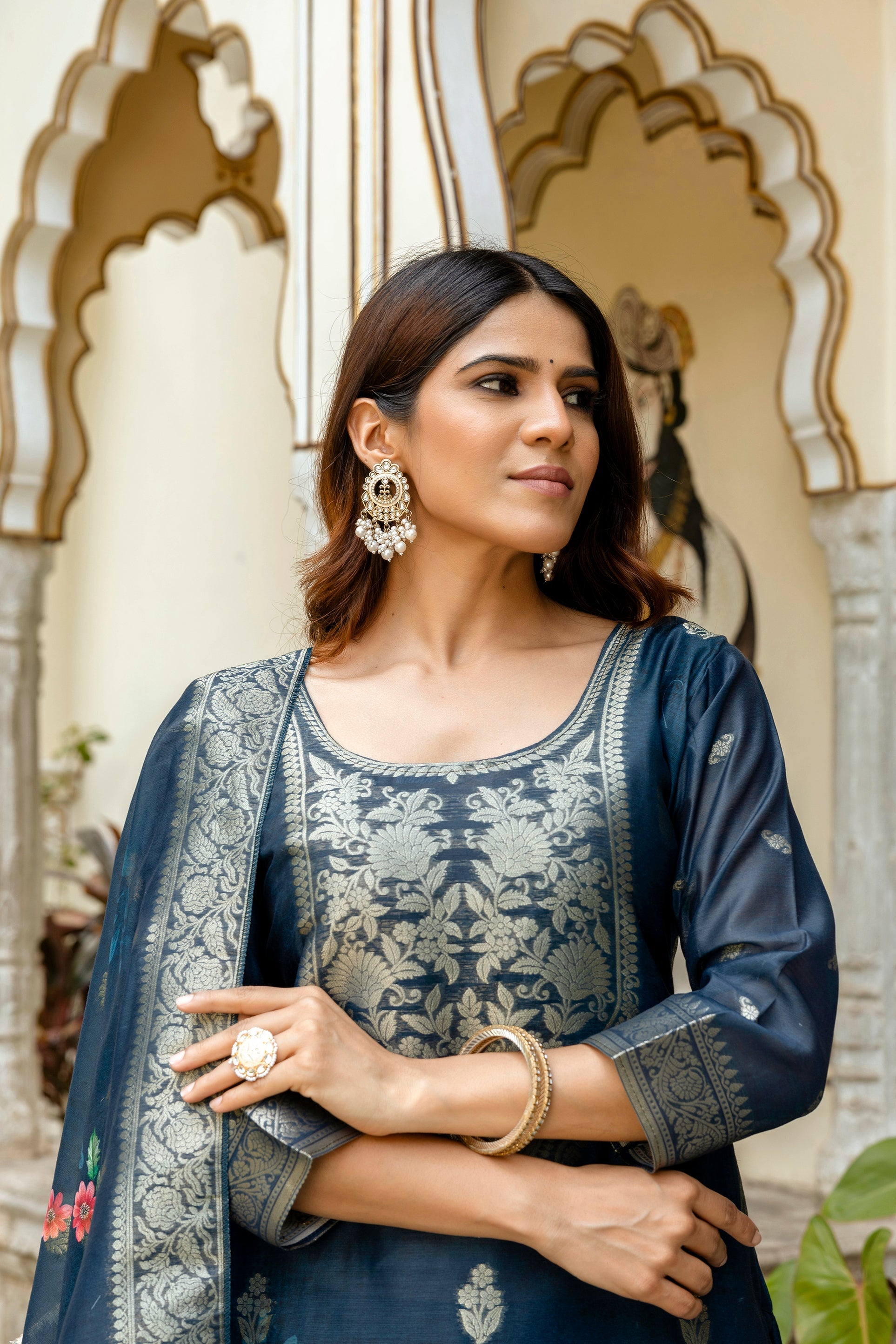 Very Lovely Chanderi Cotton Woven Printed Suit Set