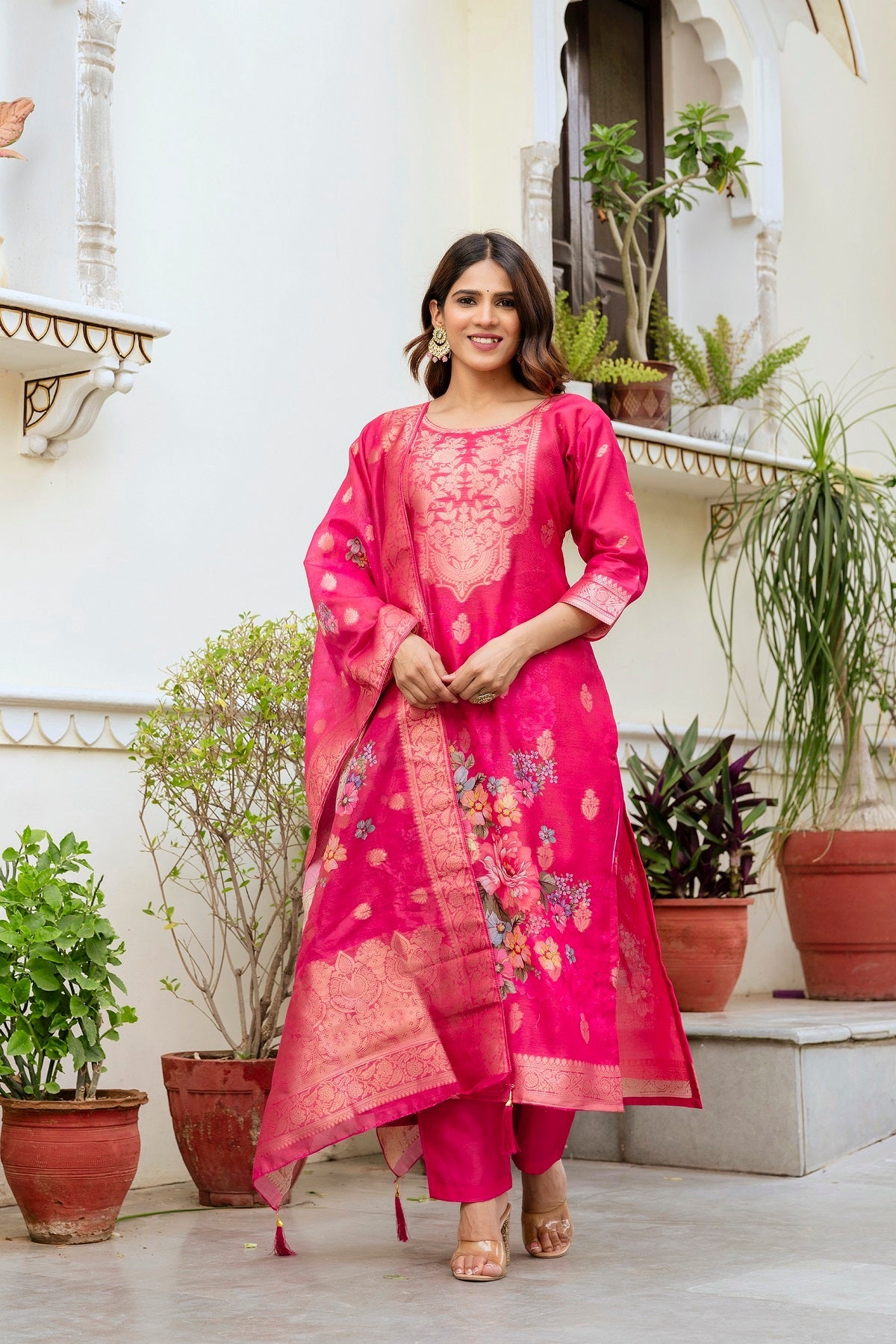 Very Lovely Chanderi Cotton Woven Printed Suit Set
