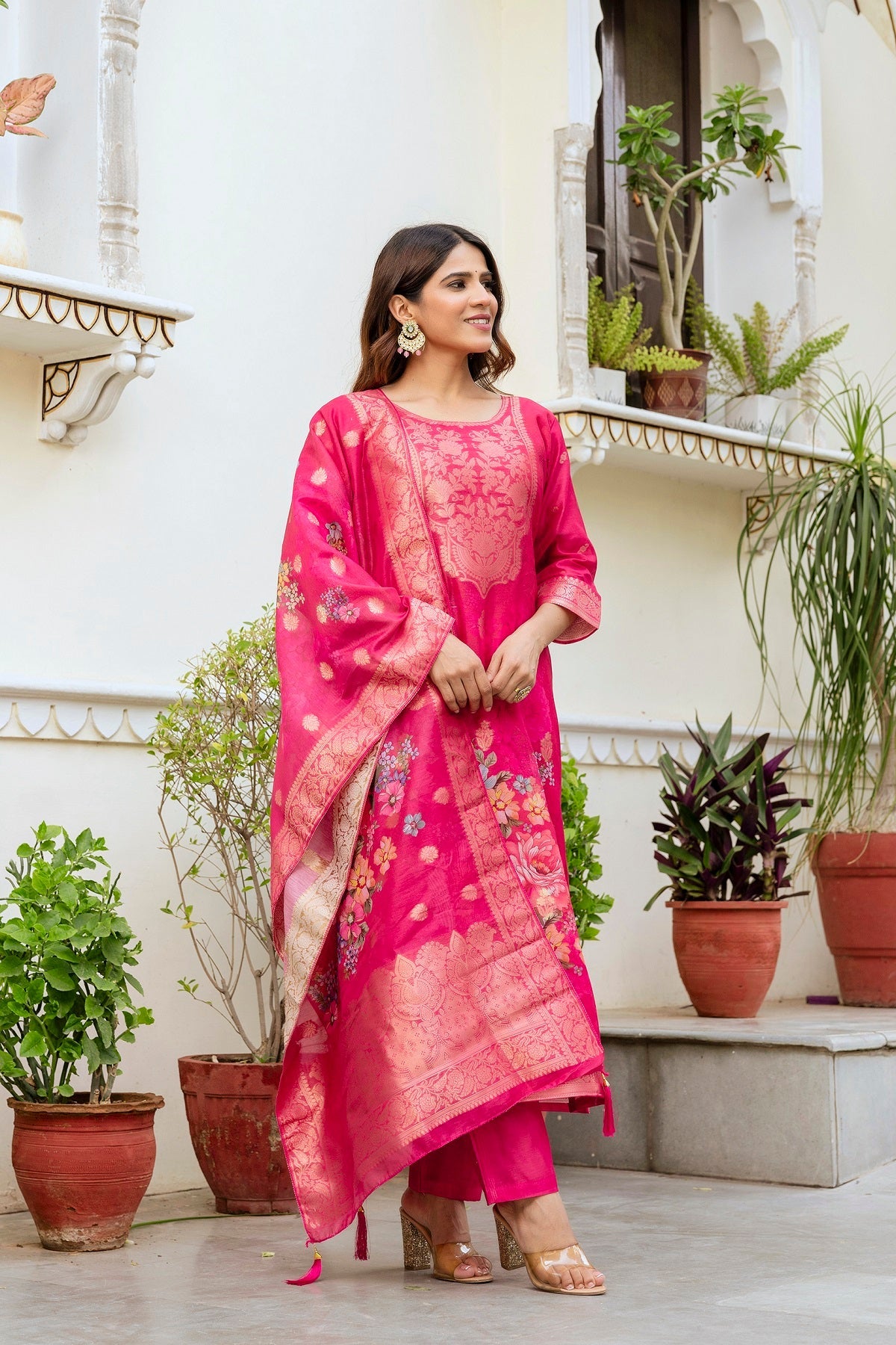 Very Lovely Chanderi Cotton Woven Printed Suit Set
