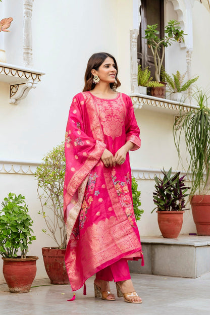 Very Lovely Chanderi Cotton Woven Printed Suit Set