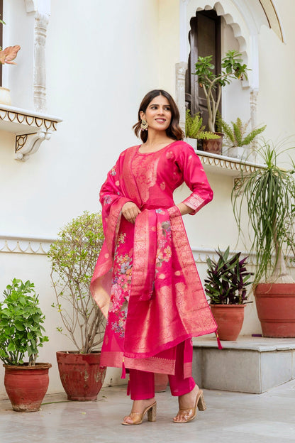 Very Lovely Chanderi Cotton Woven Printed Suit Set