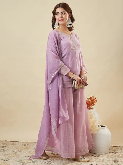Charulata Festive Embroidred Sharara Set