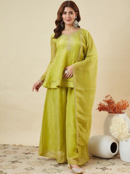 Charulata Festive Embroidred Sharara Set