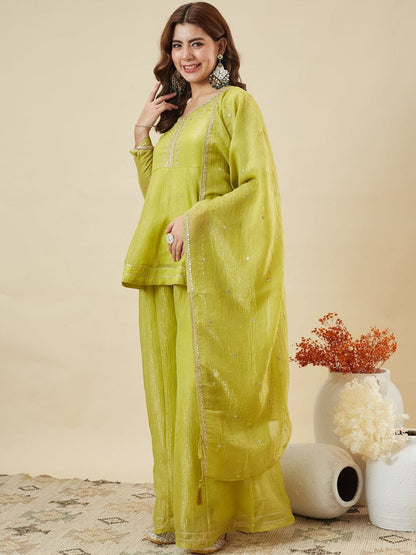 Charulata Festive Embroidred Sharara Set