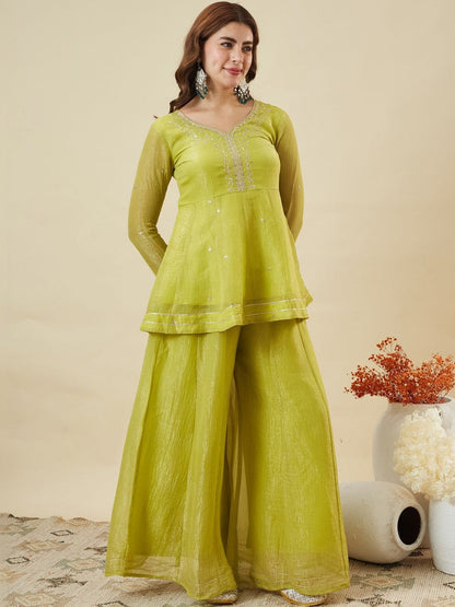 Charulata Festive Embroidred Sharara Set