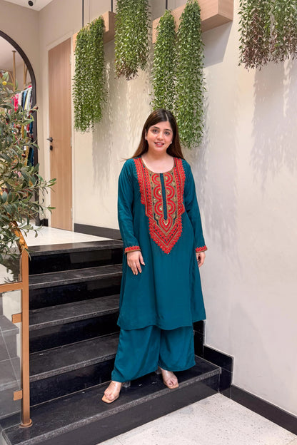 Jade Ember Embroidered Cord Set
