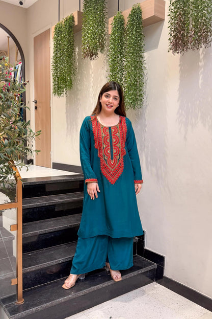 Jade Ember Embroidered Cord Set