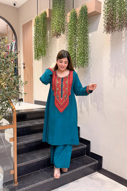 Jade Ember Embroidered Cord Set