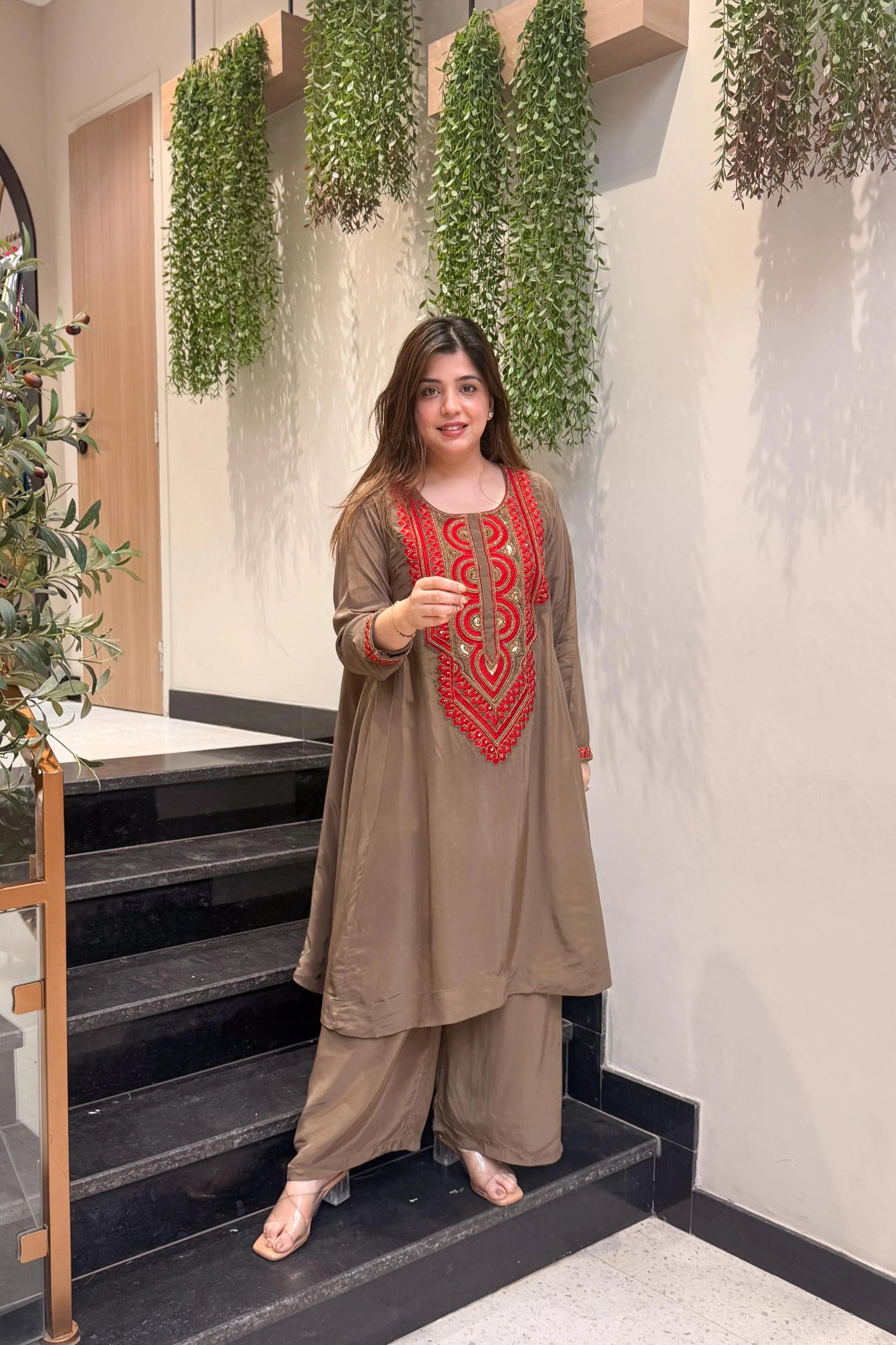 Rust Ember Embroidered Cord Set