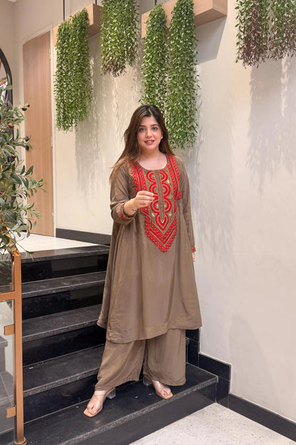Rust Ember Embroidered Cord Set