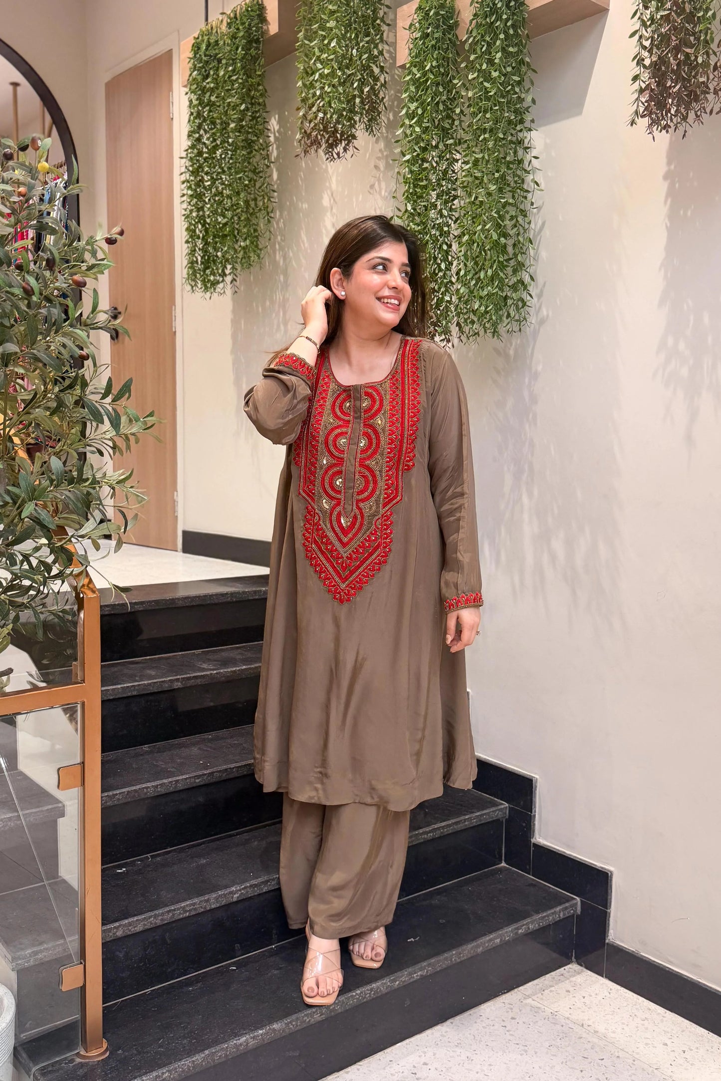 Rust Ember Embroidered Cord Set