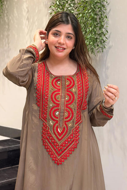 Rust Ember Embroidered Cord Set