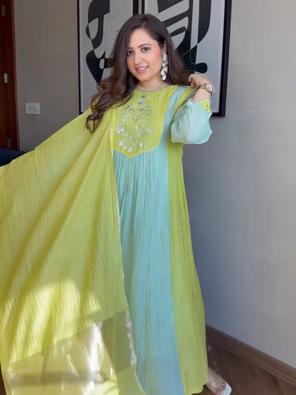 Very Beautiful Mul Chanderi Embroidery Suit Set