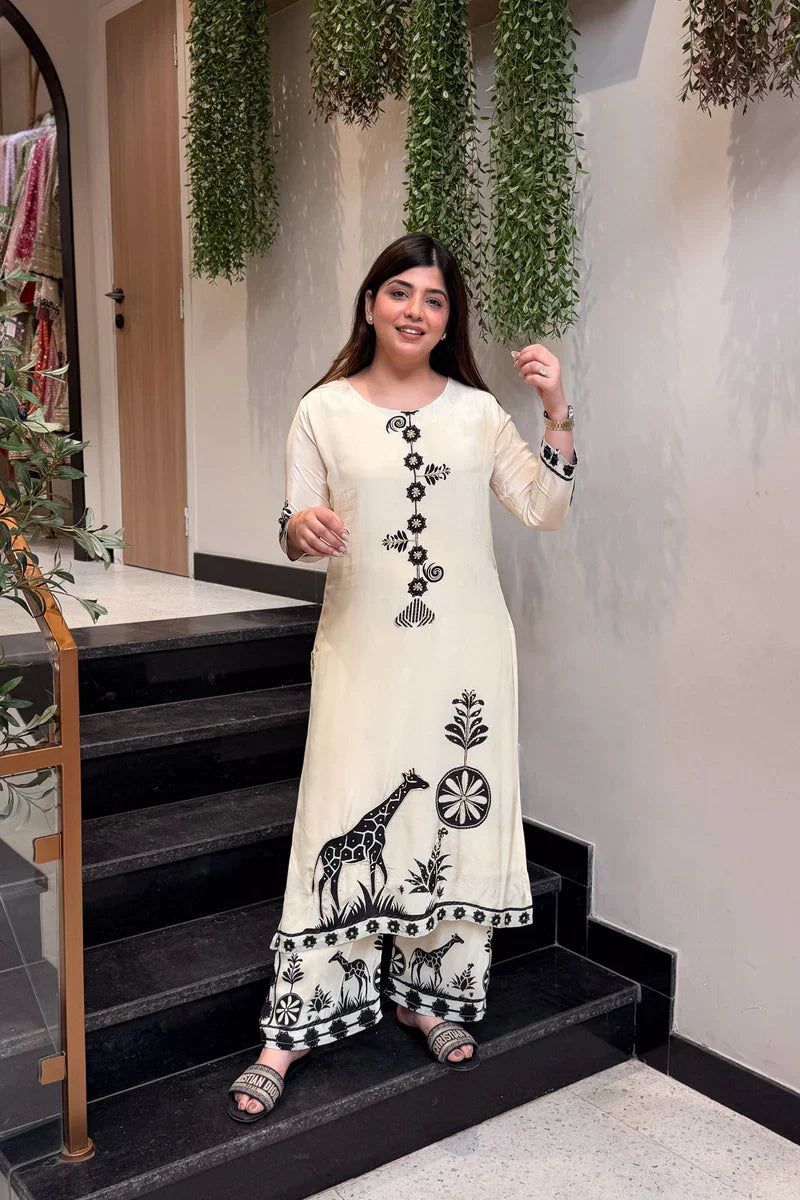 Very Gorgeous Mulberry Silk embroidery Kurta Set