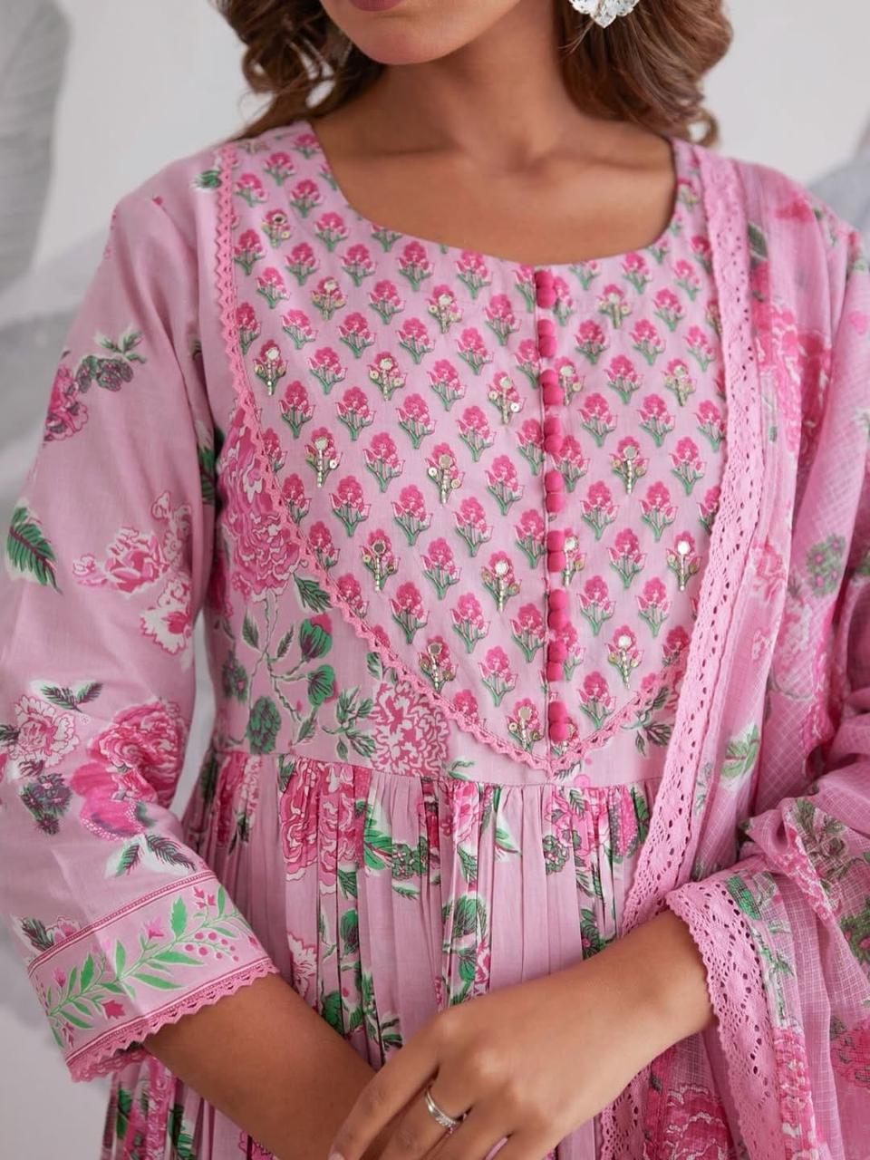 Very Attractive Mul Cotton Anarkali Suit Set