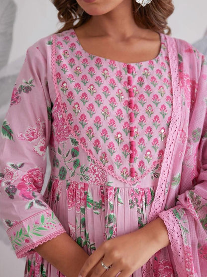 Very Attractive Mul Cotton Anarkali Suit Set