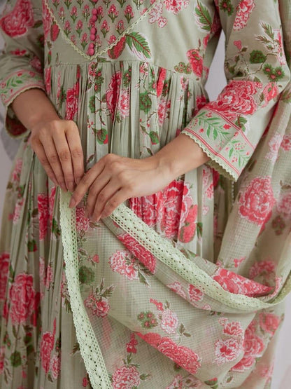 Very Attractive Mul Cotton Anarkali Suit Set