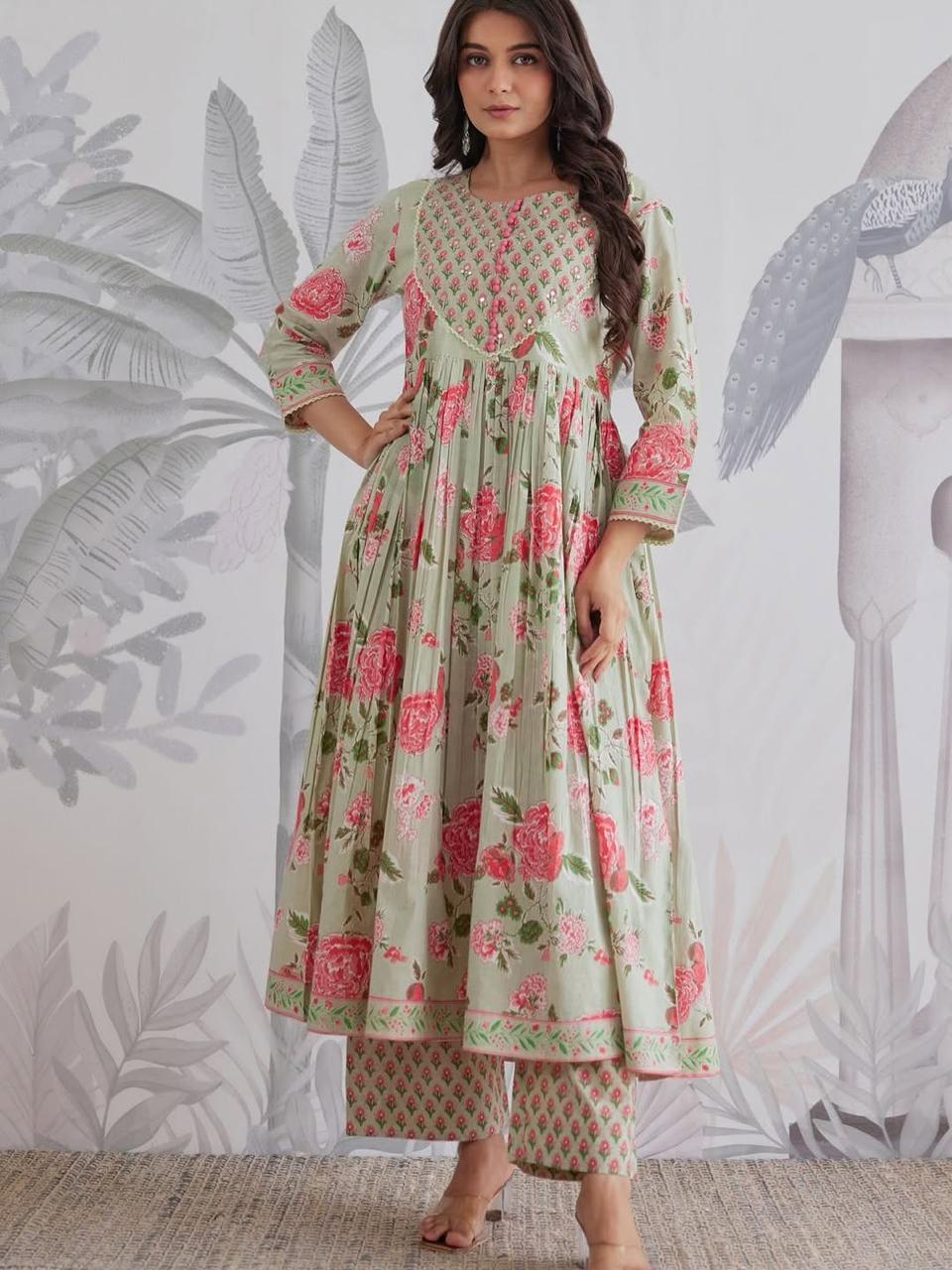 Very Attractive Mul Cotton Anarkali Suit Set