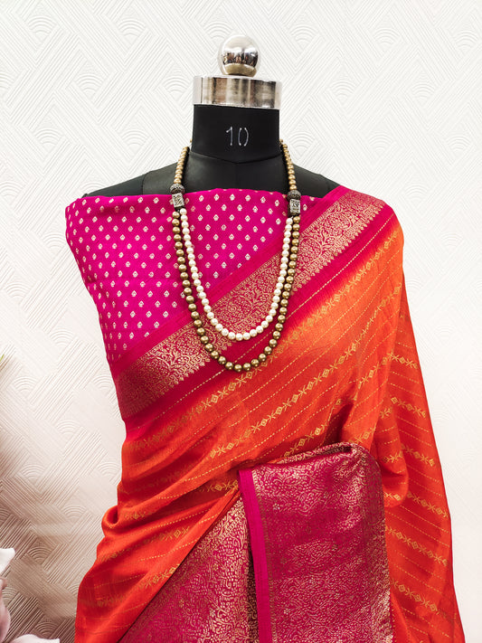 Aesthetic VIsocse Dola Silk Saree With Zari Weaving