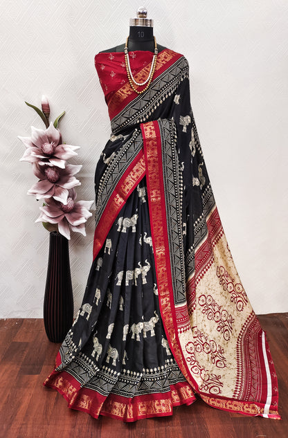Very Good-Looking Gajji Silk Saree With Zari Weaving