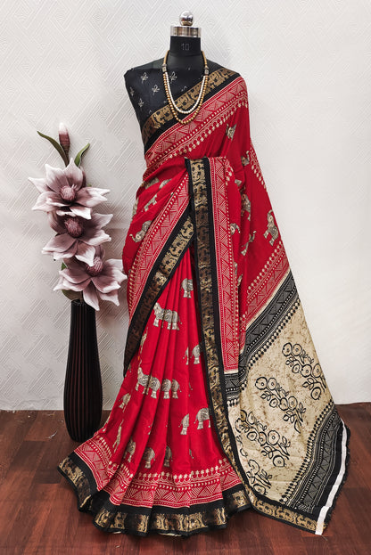 Very Good-Looking gajji Silk Saree With Zari Weaving