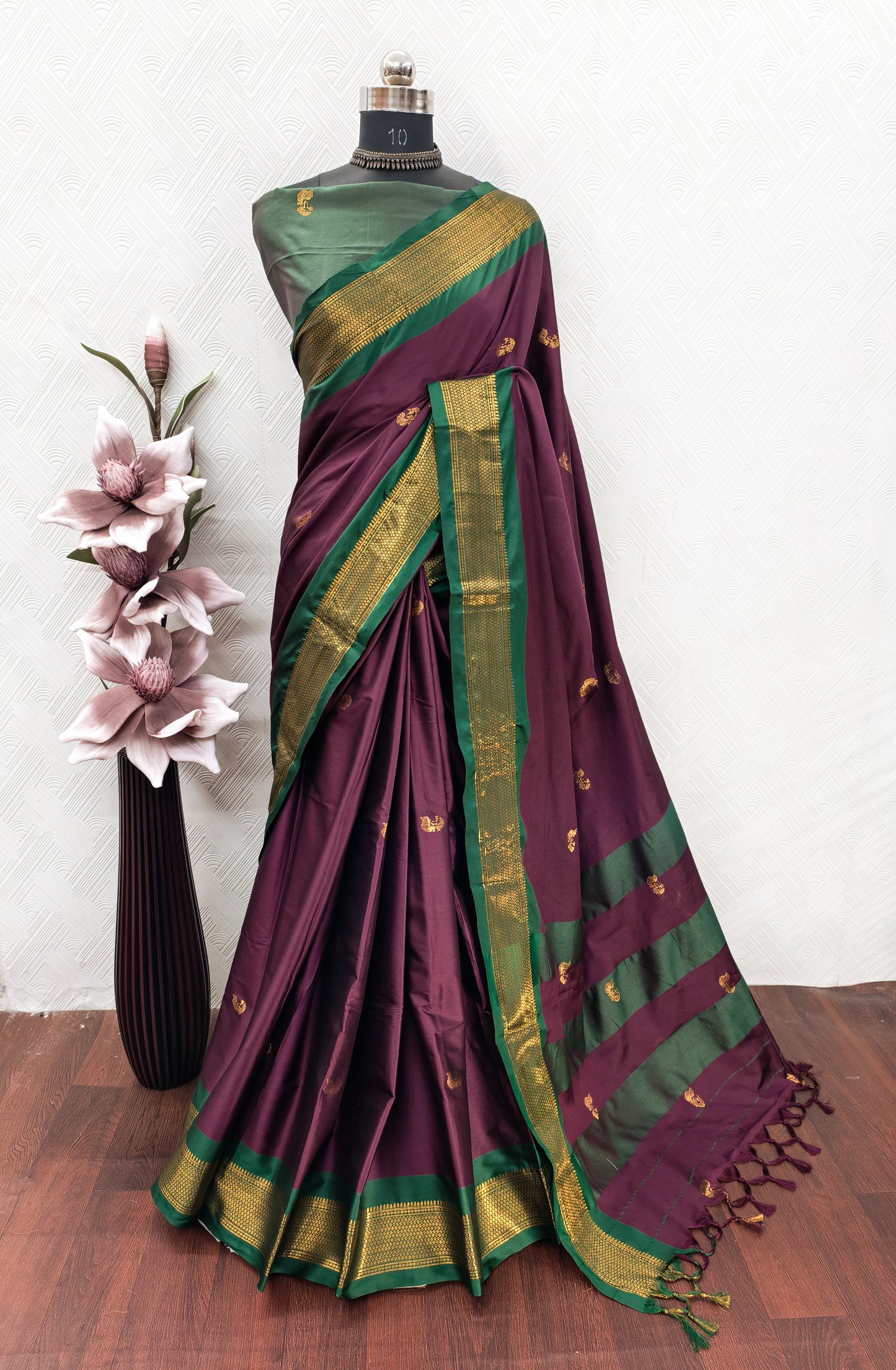 Very Magnificent Zari Weaving Banarasi Silk Saree With Tassels