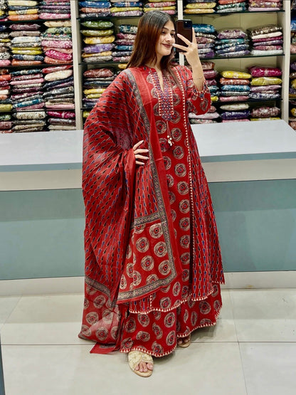 Sindoora Royal Pure Cotton Printed Suit Set