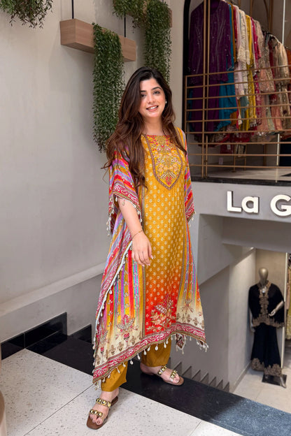 Vihana Royal Embroidered Kaftan Suit Set