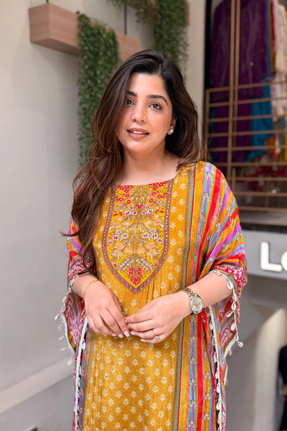 Vihana Royal Embroidered Kaftan Suit Set