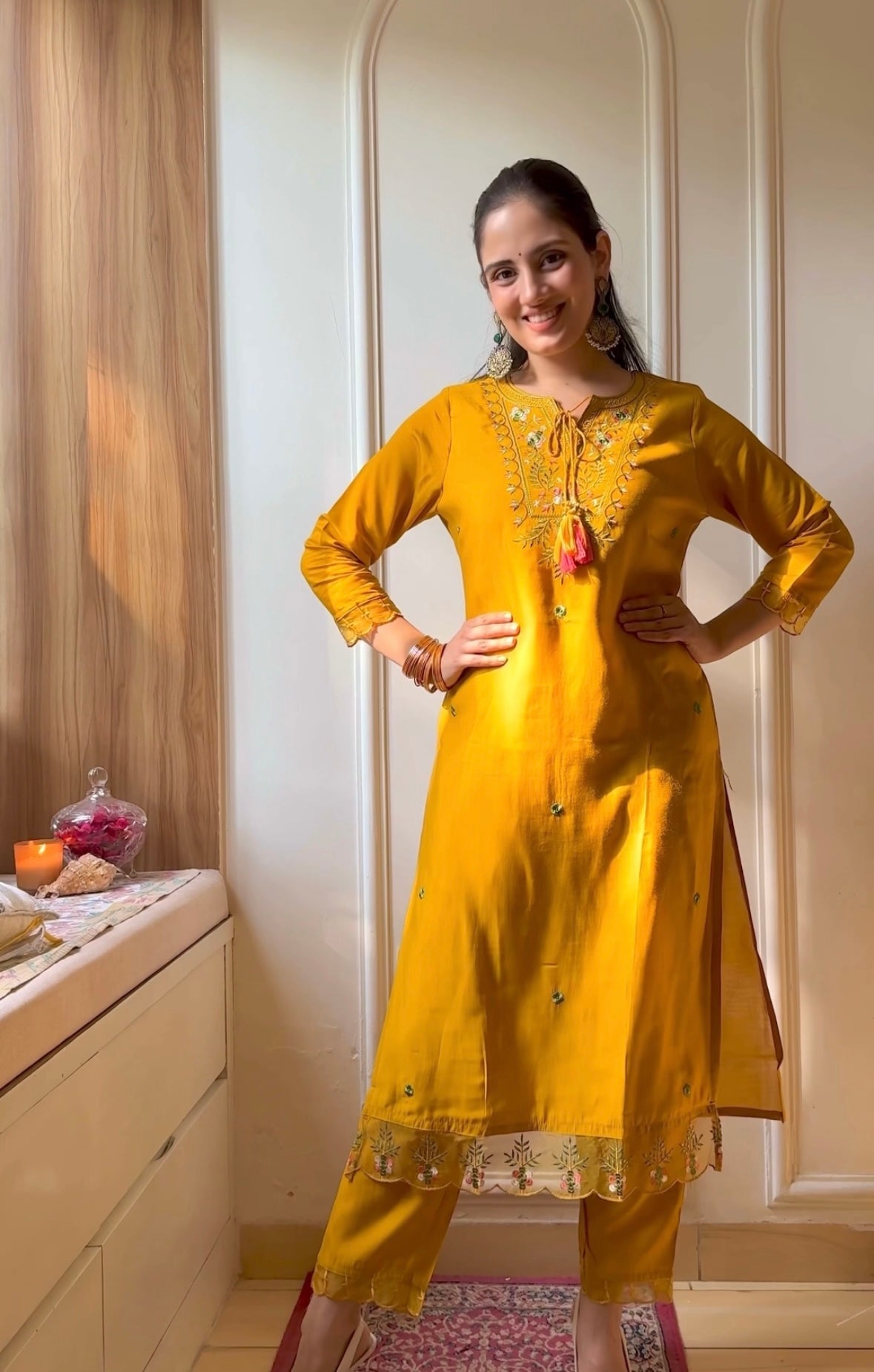 Precious Musturd Pure Chanderi Silk Designer Suit Set With Stylish Dupatta