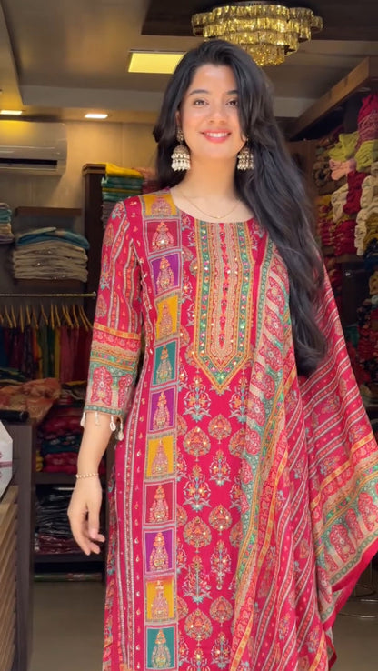 Very Delightful Premium Silk HandWork Suit Set