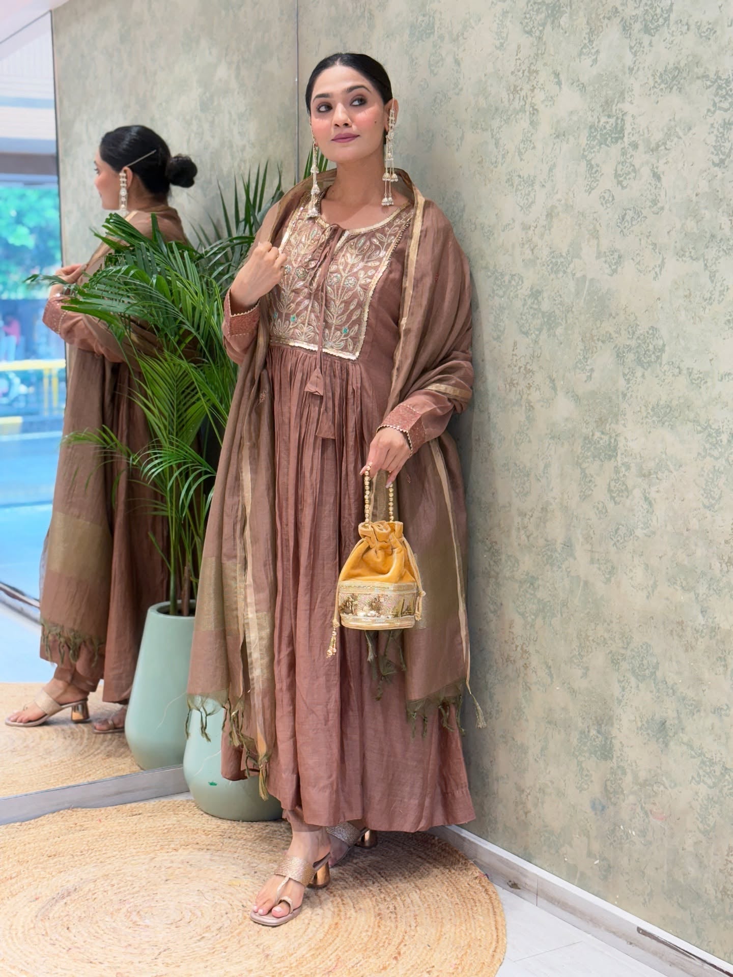 Gorgeous Mul Chanderi Suit Set With Banarasi Dupatta