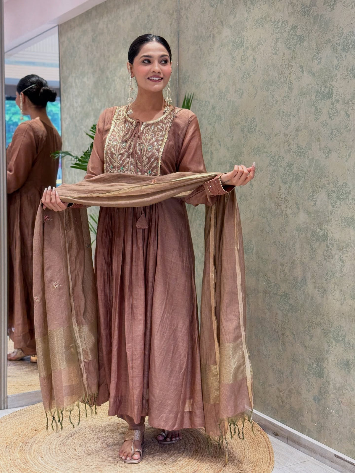 Gorgeous Mul Chanderi Suit Set With Banarasi Dupatta