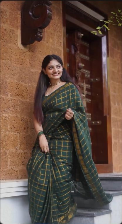 Elegant Soft Sungudi Cotton Silk Saree With Sungudi Blouse