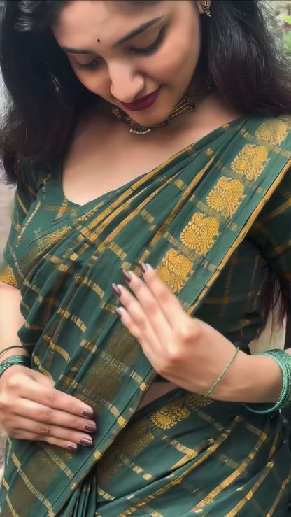 Elegant Soft Sungudi Cotton Silk Saree With Sungudi Blouse