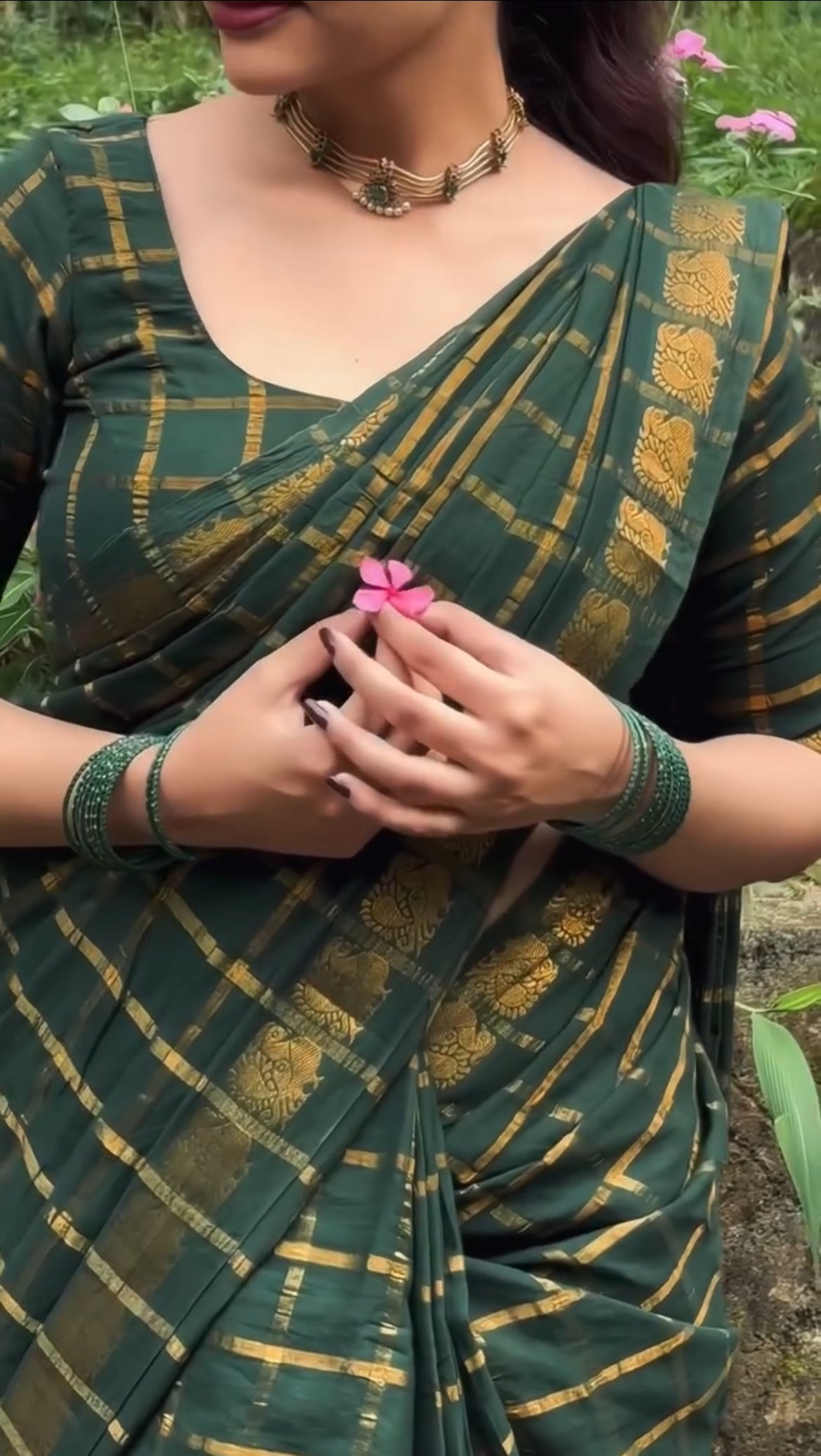 Elegant Soft Sungudi Cotton Silk Saree With Sungudi Blouse