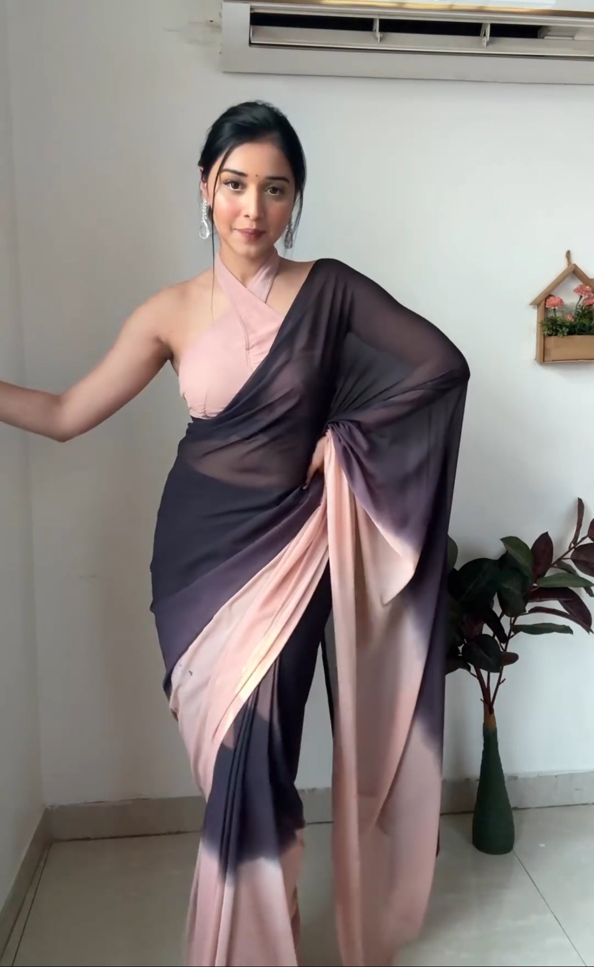 1 Min Ready To Wear Saree In Imported Georgette With Blouse