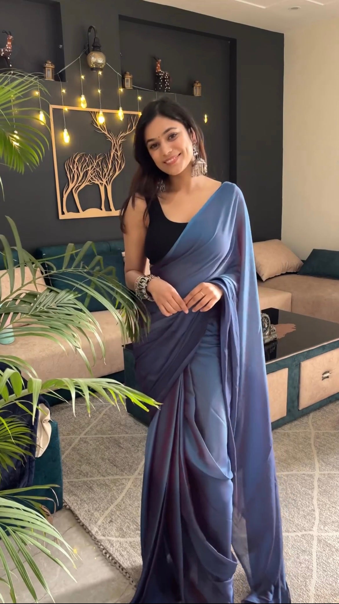 1-min Ready To Wear Saree In Premium Imported Silk With Blouse